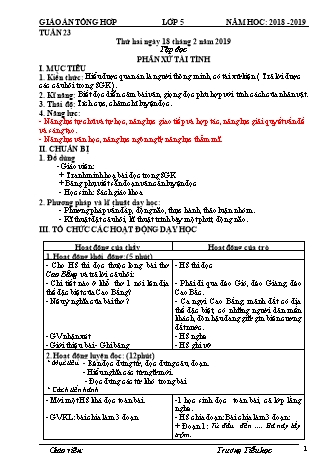 Giáo án phát triển năng lực Tổng hợp các môn Lớp 5 - Tuần 23 - Năm học 2018-2019