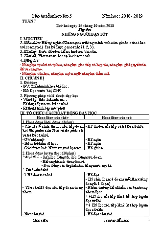 Giáo án phát triển năng lực Tổng hợp các môn Lớp 5 - Tuần 7 - Năm học 2018-2019