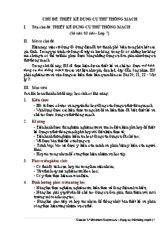 Giáo án STEM Lớp 7 - Chủ đề 7: Thiết kế dụng cụ thử thông mạch