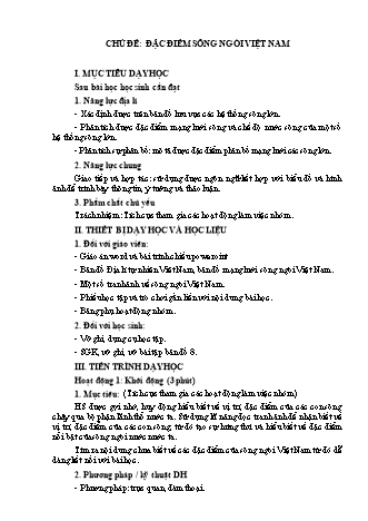 Kế hoạch bài dạy Địa lí Lớp 8 - Chủ đề: Đặc điểm sông ngòi Việt Nam