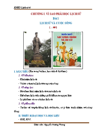 Kế hoạch bài dạy Lịch sử Lớp 6 Sách Cánh diều - Chương trình cả năm - Trường THCS Trảng Bàng