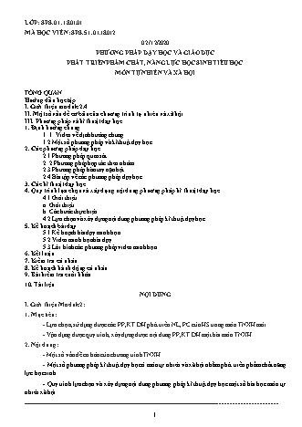 Phương pháp dạy học và giáo dục phát triển phẩm chất, năng lực học sinh Tiểu học môn Tự nhiên và xã hội