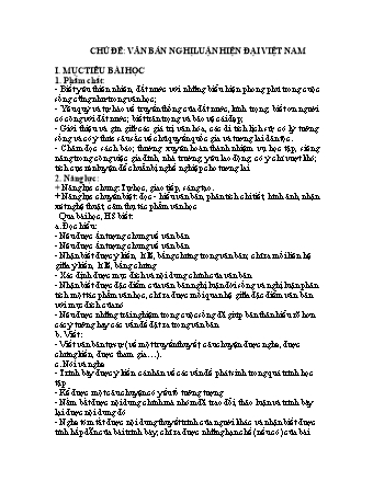 Giáo án Ngữ văn Lớp 9 - Chủ đề: Văn bản nghị luận hiện đại Việt Nam