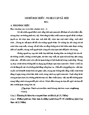 100 Đề đọc hiểu nghị luận xã hội