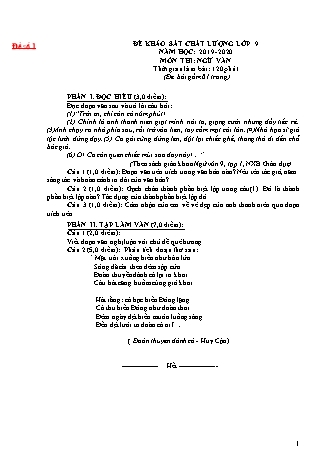 19 Đề thi Ngữ văn Lớp 9 - Năm học 2019-2020 (Có hướng dẫn chấm)