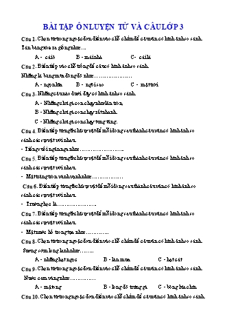 Bài tập ôn luyện từ và câu Lớp 3