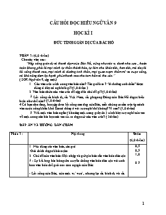 Câu hỏi đọc hiểu văn bản Lớp 9 - Chương trình học kì 1