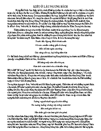 Đề bài: Phân tích tác phẩm Kiều ở lầu Ngưng Bích