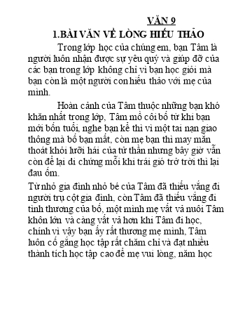 Đề bài: Viết về lòng hiếu thảo