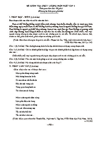 Đề kiểm tra chất lượng Ngữ văn Lớp 9 (Có đáp án)