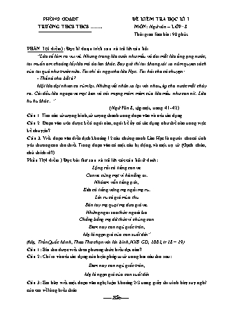 Đề kiểm tra học kì 1 Ngữ văn Lớp 8 (Có hướng dẫn chấm)