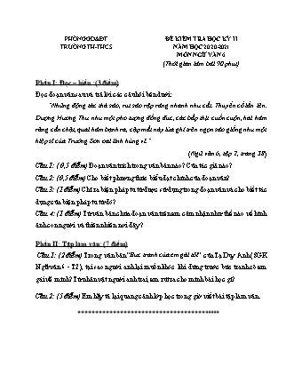 Đề kiểm tra học kì 2 môn Ngữ văn Lớp 6 - Năm học 2020-2021 (Có hướng dẫn chấm)