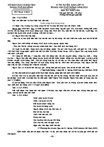 Đề thi tuyển sinh vào Lớp 10 môn Ngữ văn - Năm học 2020 - Sở giáo dục và đào tạo Thành phố Đà Nẵng (Có hướng dẫn chấm)