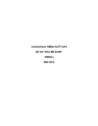 Giáo án dạy thêm Ngữ văn Lớp 9 - Chương trình học kì 2