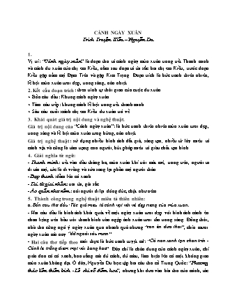 Giáo án dạy thêm Ngữ văn Lớp 9 - Văn bản "Cảnh ngày xuân"