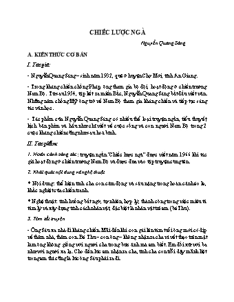 Giáo án dạy thêm Ngữ văn Lớp 9 - Văn bản Chiếc lược ngà