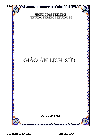 Giáo án Lịch sử Lớp 6 - Chương trình cả năm - Năm học 2020-2021 - Trường THCS Thượng Bì