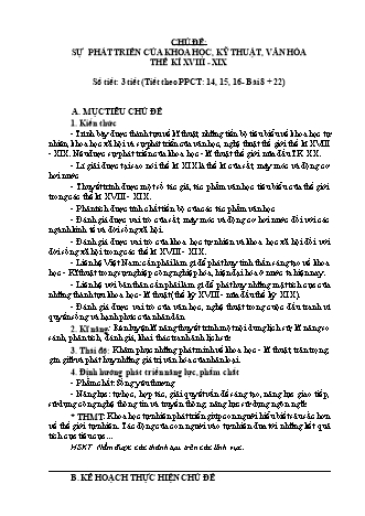 Giáo án Lịch sử Lớp 8 - Chủ đề: Sự phát triển của khoa học, kỹ thuật, văn hóa thế kỉ XVIII - XIX