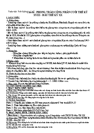 Giáo án Lịch sử Lớp 8 - Tuần 4+5: Phong trào công nhân cuối thế kỷ XVIII đầu thế kỷ XX
