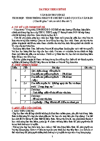 Giáo án Ngữ văn 8 (Công văn 5512) - Chủ đề: Văn bản truyện kí Tích hợp: Tính thống nhất về chủ đề và bố cục của văn bản