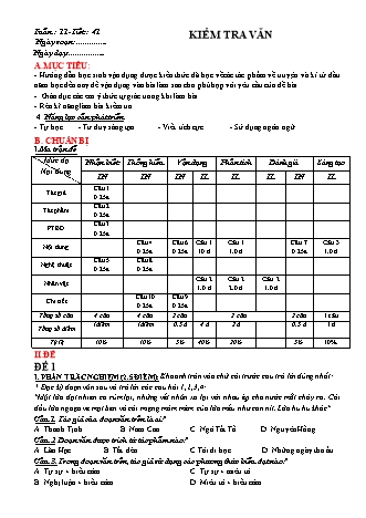 Giáo án Ngữ văn 8 (Công văn 5512) - Học kì 1 - Tuần 11