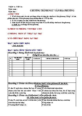 Giáo án Ngữ văn 9 (Công văn 5512) - Học kì 1 - Tuần 9