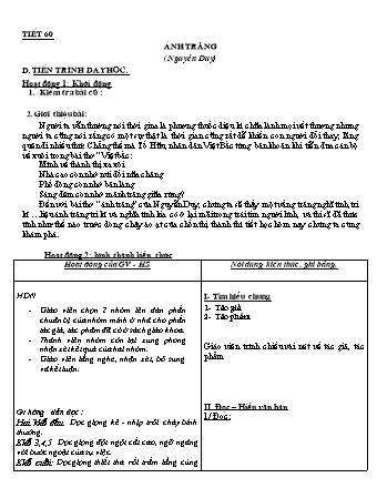 Giáo án Ngữ văn Lớp 8 - Tiết 60: Văn bản "Ánh trăng" - Năm học 2019-2020