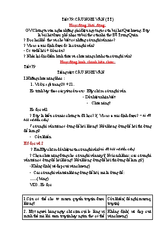 Giáo án Ngữ văn Lớp 8 - Tiết 79: Câu nghi vấn (Tiếp theo)
