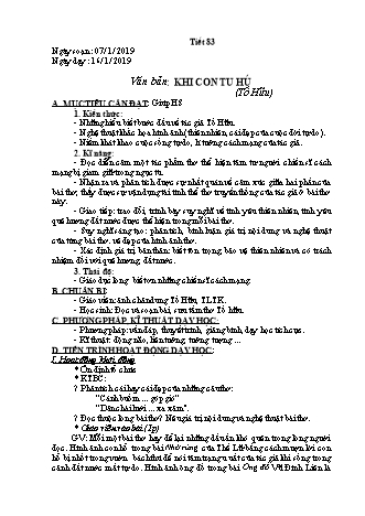 Giáo án Ngữ văn Lớp 8 - Tiết 83: Văn bản Khi con tu hú - Năm học 2018-2019