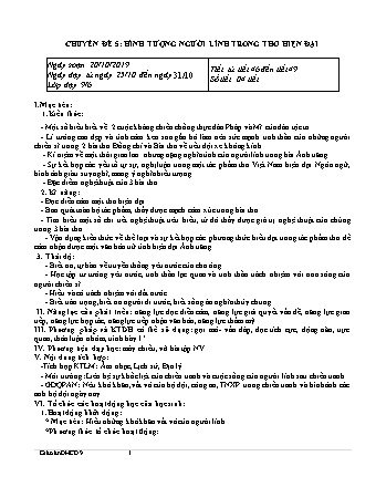 Giáo án Ngữ văn Lớp 9 - Chuyên đề: Hình tượng người lính trong thơ hiện đại - Năm học 2019-2020