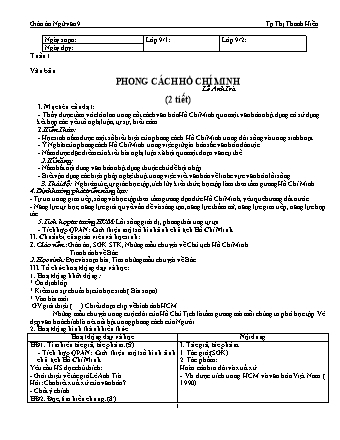 Giáo án Ngữ văn Lớp 9 - Tuần 1-5 - Tạ Thị Thanh Hiền