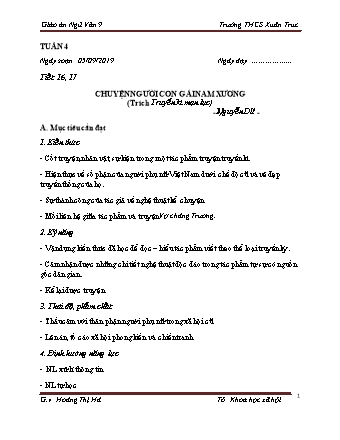 Giáo án Ngữ văn Lớp 9 - Tuần 4 - Năm học 2019-2020 - Hoàng Thị Hà