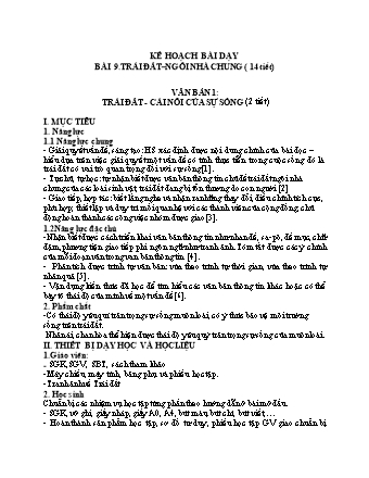 Kế hoạch bài dạy Ngữ văn Lớp 6 Sách Kết nối tri thức - Bài 9: Trái Đất. Ngôi nhà chung