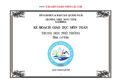 Kế hoạch giáo dục môn Toán Lớp 10 - Năm học 2020-2021 - Trường THPT DTNT tỉnh Quảng Ngãi
