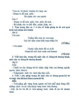 Ôn tập Ngữ văn Khối 8 - Trường từ vựng