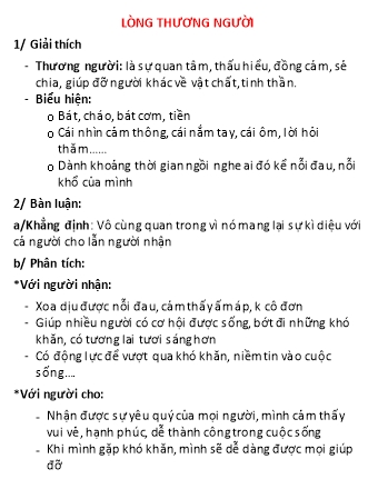 Ôn tập Ngữ văn Khối 9 - Nghị luận xã hội - Đề bài: Lòng thương người