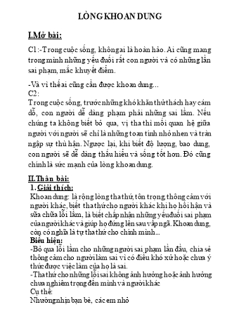 Ôn tập Ngữ văn Lớp 9 - Nghị luận xã hội - Đề bài: Lòng khoan dung