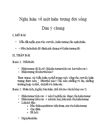 Ôn tập Ngữ văn Lớp 9 - Nghị luận xã hội - Đề bài: Nghị luận về một hiện tượng đời sống