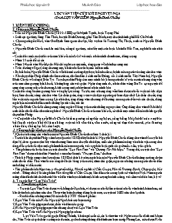 Phiếu học tập Ngữ văn Lớp 9 - Văn bản "Lục Vân Tiên cứu Kiều Nguyệt Nga"