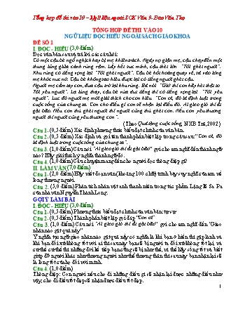 Tổng hợp đề thi vào Lớp 10 - Ngữ liệu đọc hiểu ngoài sách giáo khoa