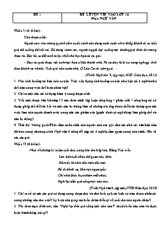 Tuyển chọn đề luyện thi vào Lớp 10 môn Ngữ văn (Có đáp án)