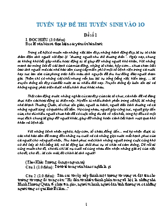 Tuyển tập đề thi tuyển sinh vào Lớp 10 môn Ngữ văn (Có đáp án)