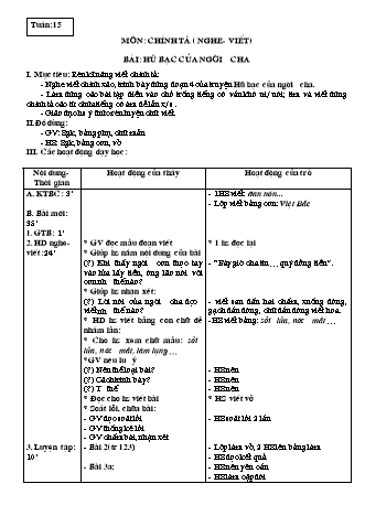 Giáo án Chính tả 3 - Tuần 15, 16