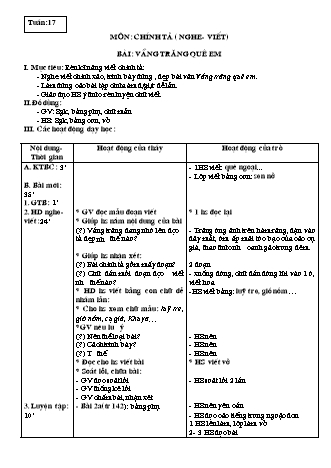 Giáo án Chính tả 3 - Tuần 17