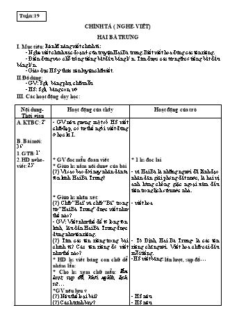 Giáo án Chính tả 3 - Tuần 19, 20