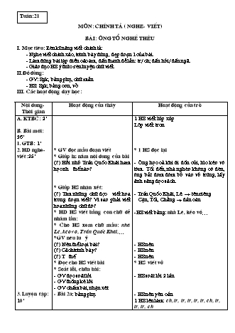 Giáo án Chính tả 3 - Tuần 21, 22