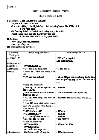 Giáo án Chính tả 3 - Tuần 3, 4