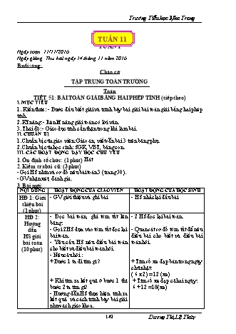 Giáo án điện tử Lớp 3 - Tuần 11 - Dương Thị Lệ Thủy