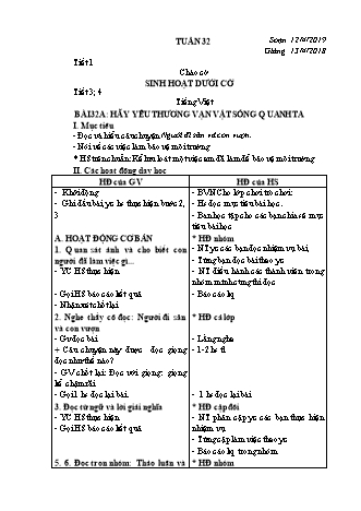 Giáo án điện tử Lớp 3 - Tuần 32 (Bản 2 cột)