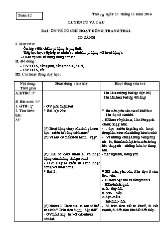 Giáo án Luyện từ và câu, Tập viết, Tập làm văn 3 - Tuần 12, 13